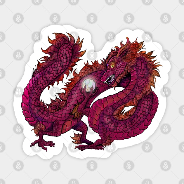 Red Oriental Pearl Dragon Sticker by Shadowind